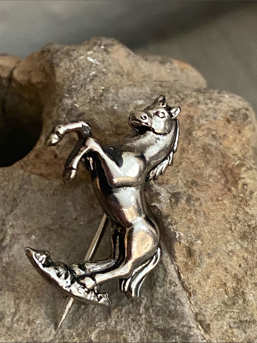 Vintage 90s Mini Silver Tone Alloy Horse Pin Broach